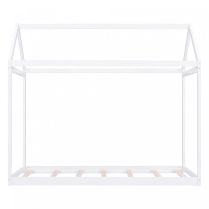 Lit maison en bois massif au design facile à nettoyer Susan avec cadre de toit, taille simple - Blanc | Lit De Maison En Bois Massif Au Design Facile A Nettoyer Avec Cadre De Toit, Taille Simple - Blanc