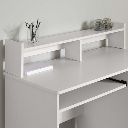 Axess Bureau De Travail Avec Support À Clavier Et Tiroir - Blanc Pur | Bureau Axess avec plateau pour clavier et tiroir - Blanc pur