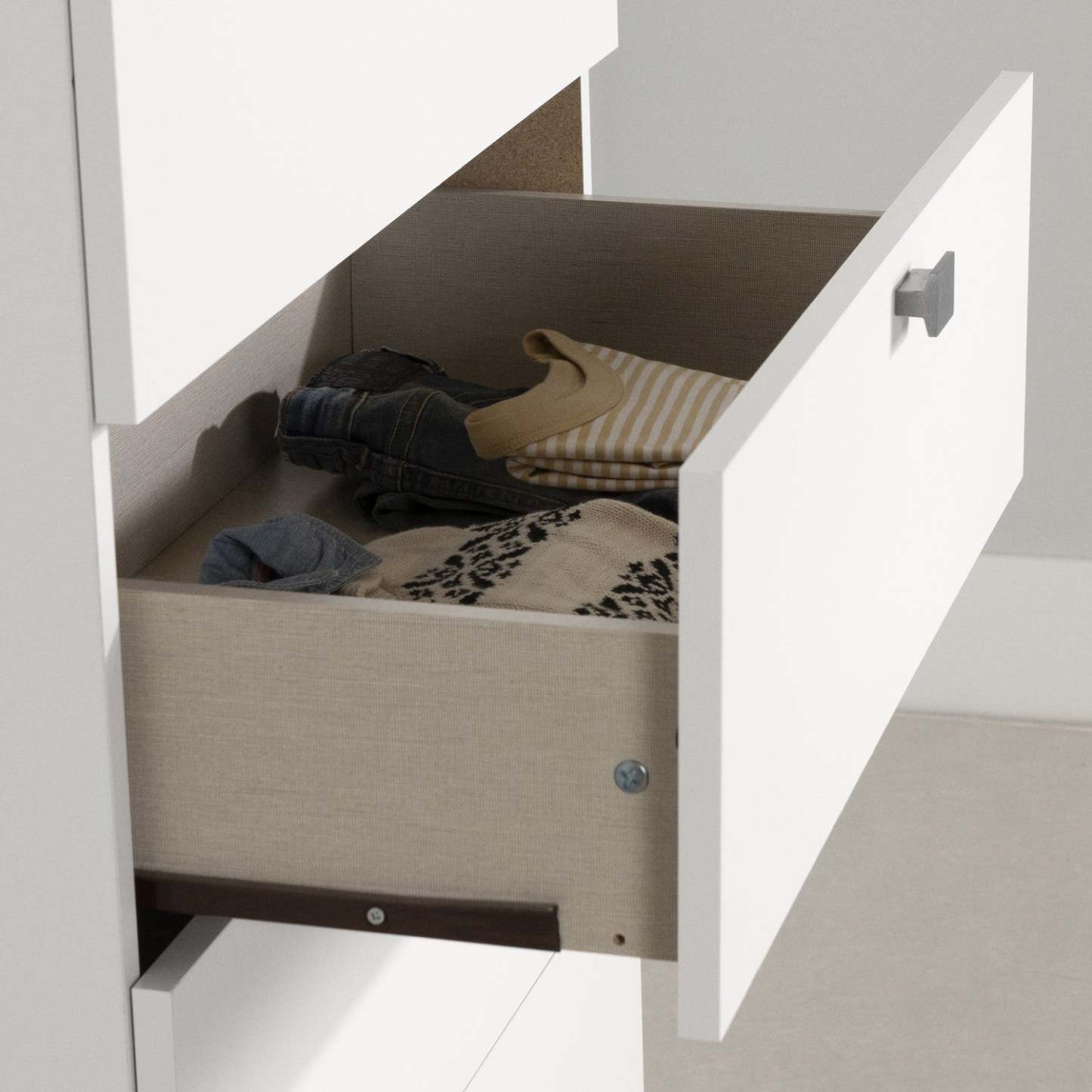 Commode Spark à 5 tiroirs - Blanc Pur | Commode verticale Spark à 5 tiroirs - blanc solide