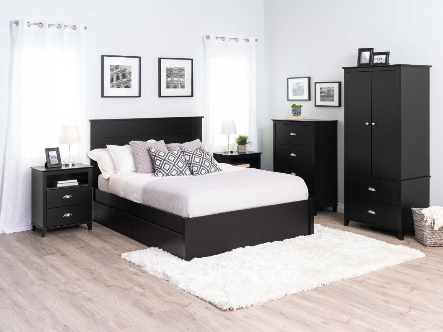 Yaletown 2-Drawer Tall Nightstand - Black|Table de nuit haute Yaletown à 2 tiroirs - noire