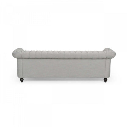 Canapé 3 places en tissu Colin avec dossier capitonné et garniture cloutée - Gris | Canapé 3 Places Colin En Tissu Avec Dossier Capitonné Et Garniture De Clous - Gris