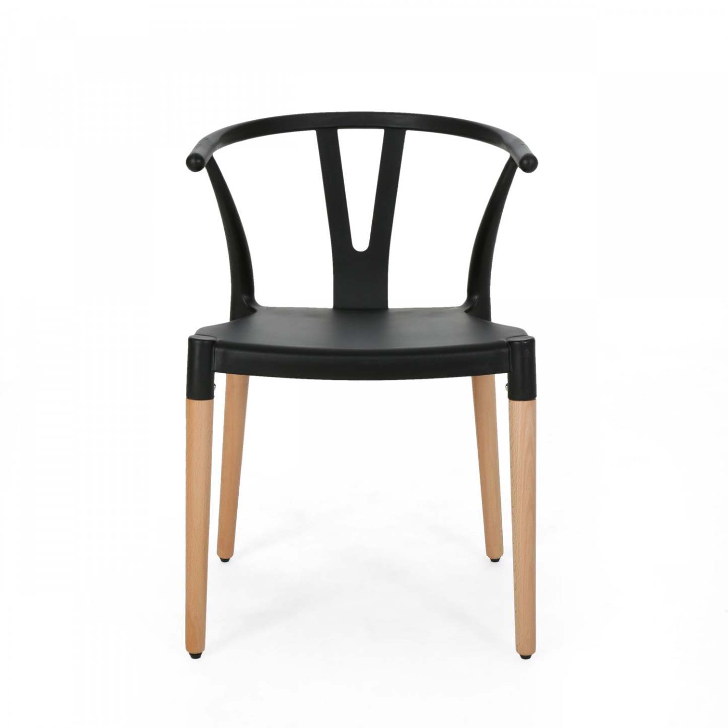 Lot De 2 Chaises De Salle À Manger Chasel Avec Assise En Polypropylène Et Pieds En Bois Massif - Noir