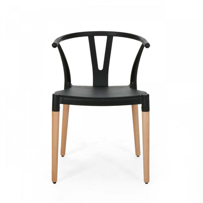 Lot De 2 Chaises De Salle À Manger Chasel Avec Assise En Polypropylène Et Pieds En Bois Massif - Noir