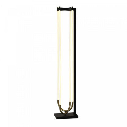Lampadaire LED Intégré Cascata, Noir Et Laiton Brossé | Lampadaire Sur Pied A Del Integrees Cascata, Noir Et Laiton Brosse