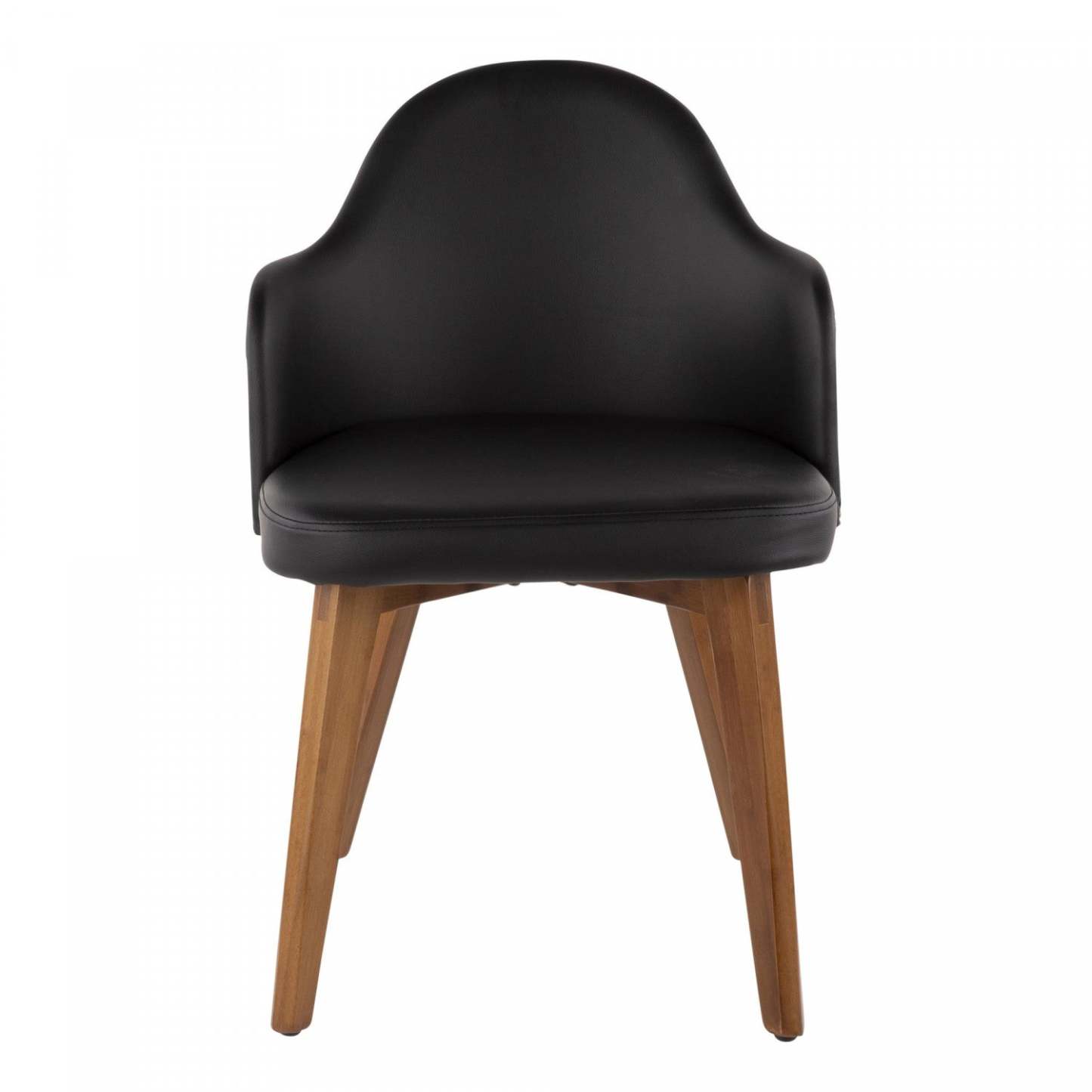 LumiSource Ahoy Faux Leather Mid-Century Dining Chair - Walnut/Black|Chaise de salle à manger de style du milieu du 20e siècle Ahoy en similicuir - noyer et noir