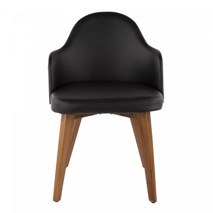 LumiSource Ahoy Faux Leather Mid-Century Dining Chair - Walnut/Black|Chaise de salle à manger de style du milieu du 20e siècle Ahoy en similicuir - noyer et noir