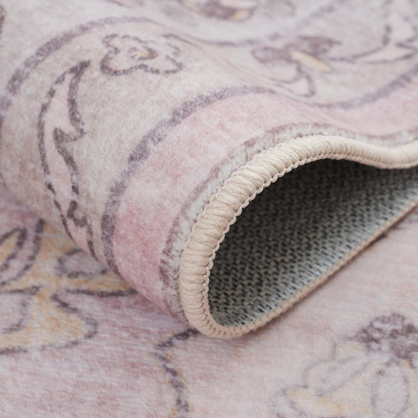 Tapis lavable antidérapant à poils courts rose turquoise 5'x7' | Tapis Rose Lavable Et Antidérapant À Poils Ras 5'x7'