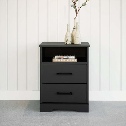 Prepac Rustic Ridge Farmhouse 2-Drawer Nightstand - Black|Table de nuit champêtre Rustic Ridge de Prepac à 2 tiroirs - noire