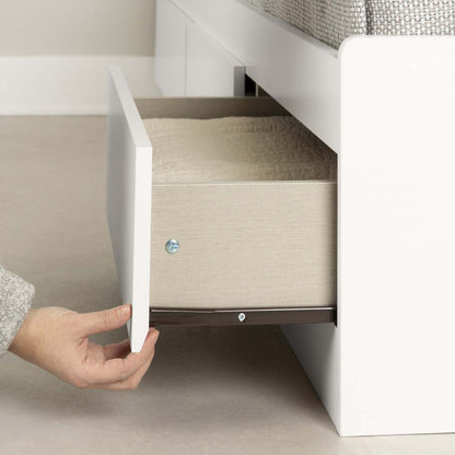 Ensemble de lit matelot double avec tête de lit bibliothèque Reevo - Blanc pur | Reevo Ensemble Lit Double Avec Tete De Lit Bibliotheque - Blanc Solide