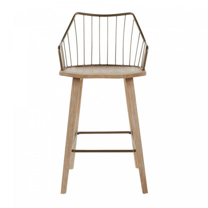LumiSource Winston Wood Farmhouse Counter-Height Stool - Whitewashed/Antique Copper|Tabouret champêtre Winston de hauteur comptoir en bois - blanchi et cuivre antique