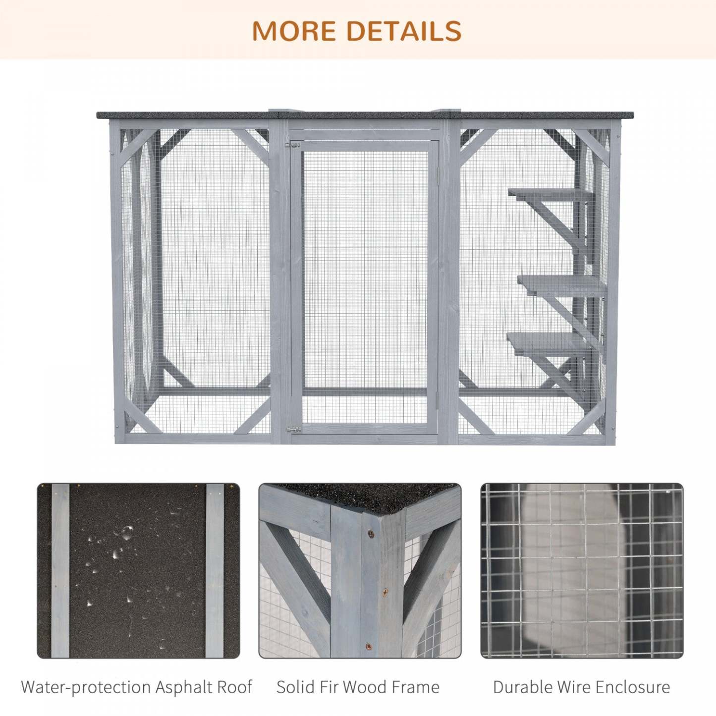 Pawhut Cat Cage Indoor Catio Outdoor Cat Enclosure Pet House Small Animal Clapier pour lapin, chaton, | Pawhut 71 X 31.5 X 44 Cage Pour Chats Intérieur Extérieur Maison En Bois Pour Petits Animaux Clap