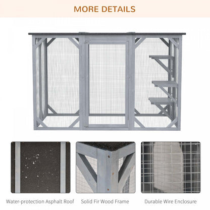 Pawhut Cat Cage Indoor Catio Outdoor Cat Enclosure Pet House Small Animal Clapier pour lapin, chaton, | Pawhut 71 X 31.5 X 44 Cage Pour Chats Intérieur Extérieur Maison En Bois Pour Petits Animaux Clap