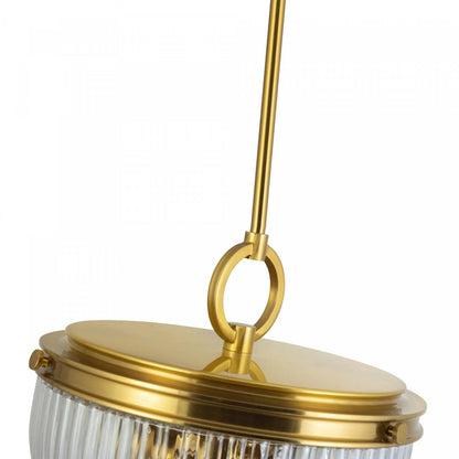 Suspension Myla à 2 lumières, laiton vintage avec lampe en verre nervuré | Suspension A 2 lampes Myla, Laiton Retro Et Verre Nervure