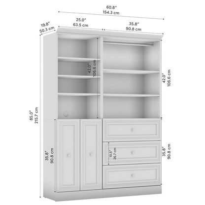Système d'organisateur de garde-robe Versatile de Bestar de 61 po (L) avec portes - blanc