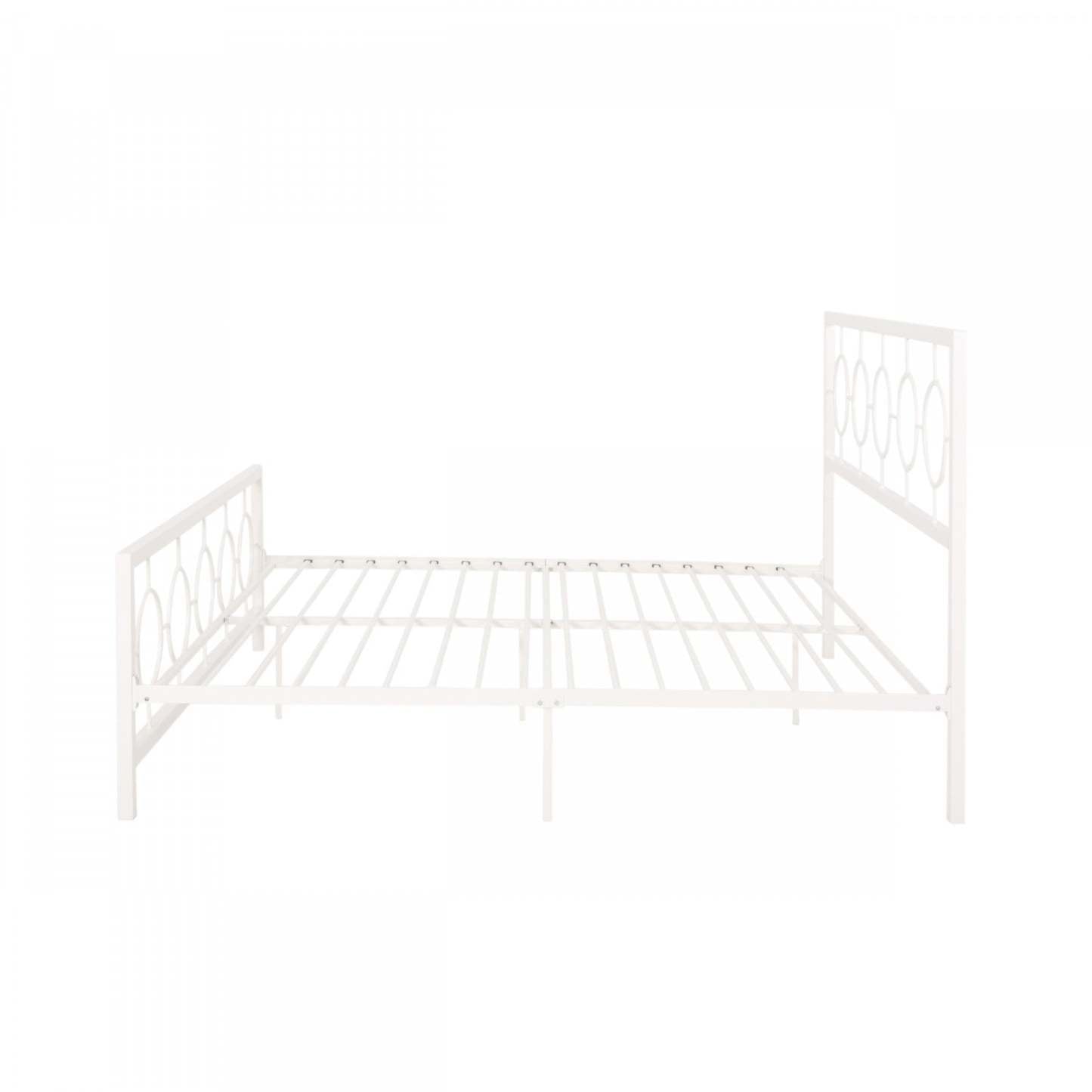 Cadre de lit Robert en métal avec tête et pied de lit au design circulaire, taille King, blanc | Robert Cadre de lit en métal avec tête et pied de lit au design circulaire, taille King, blanc