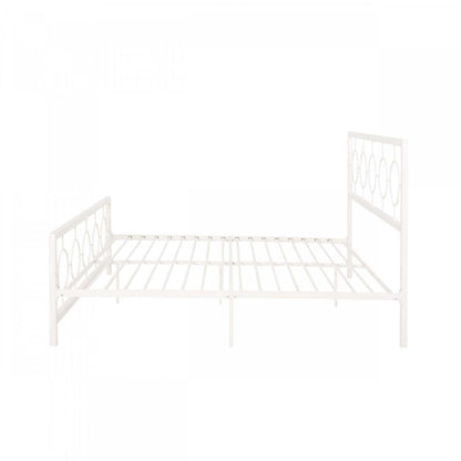 Cadre de lit Robert en métal avec tête et pied de lit au design circulaire, taille King, blanc | Robert Cadre de lit en métal avec tête et pied de lit au design circulaire, taille King, blanc