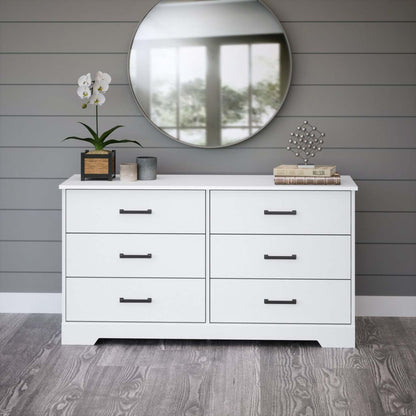 Prepac Rustic Ridge Farmhouse 6-Drawer Dresser - White|Commode champêtre Rustic Ridge de Prepac à 6 tiroirs - blanche