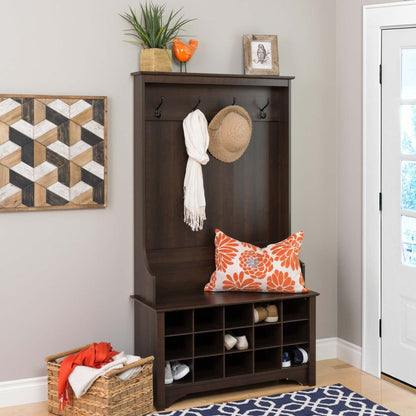 Arbre d'entrée avec rangement pour chaussures - Espresso|Portemanteau avec rangement pour chaussures - espresso
