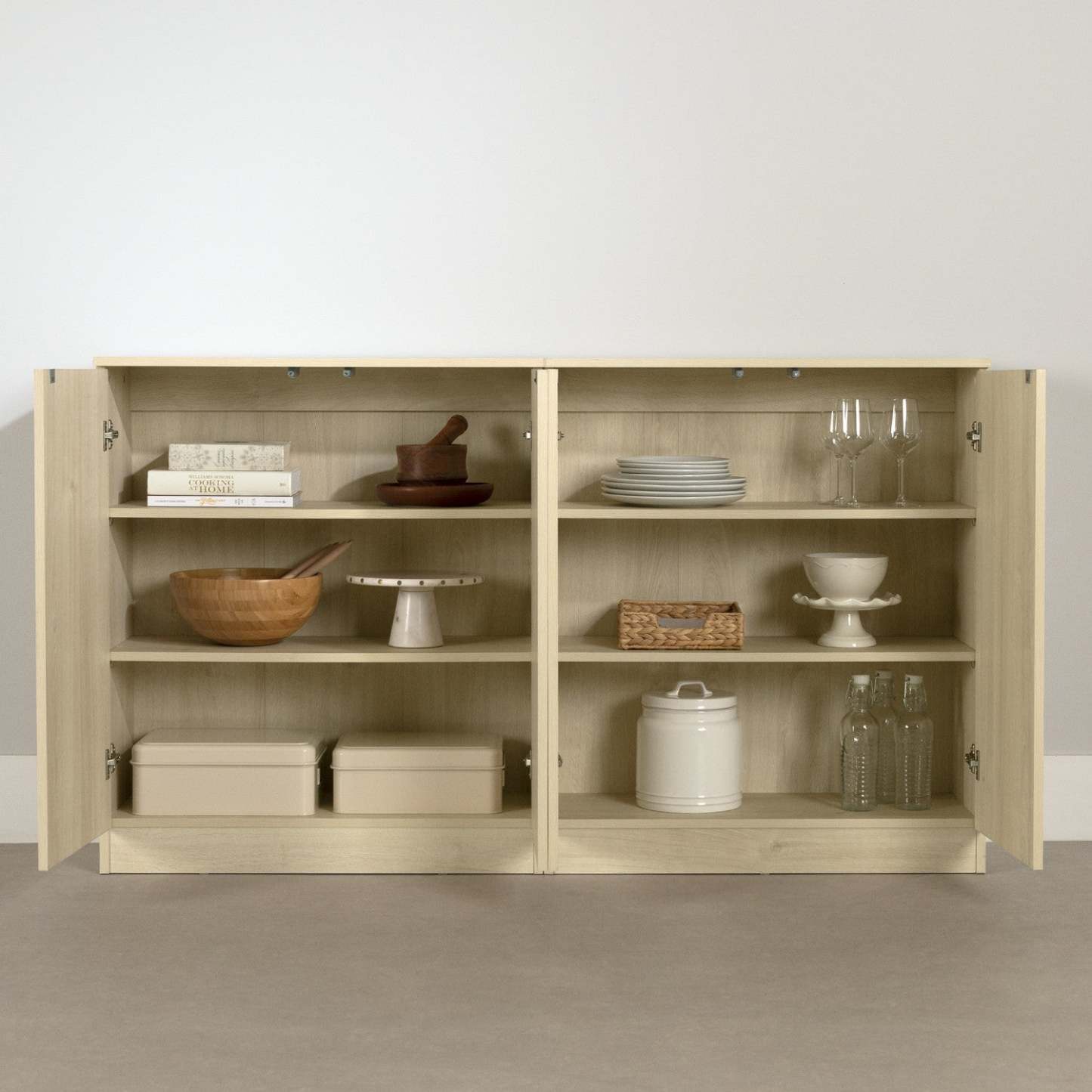 Arum Set Of 2 Sideboards With 2 Doors Bleached Oak - South Shore Buffet