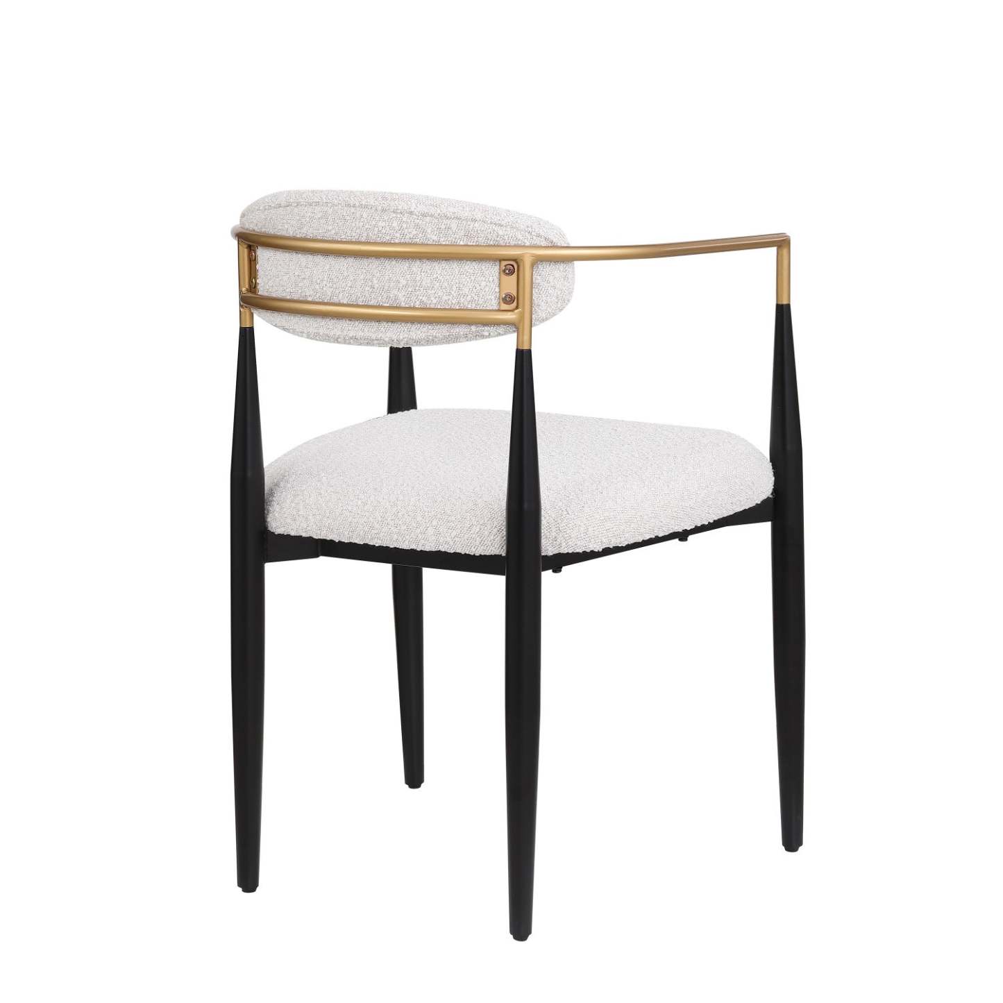 Ensemble de 2 chaises de salle à manger Mila avec tissu rembourré et structure en métal - Blanc et noir | Ensemble De 2 Chaises De Salle À Manger Mila Avec Revêtement En Tissu Et Structure En Métal - Blanc Et Noir