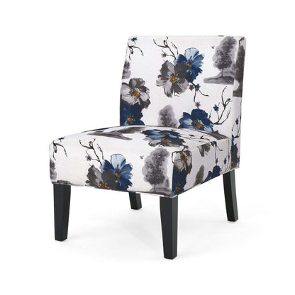 Oliver, ensemble de 2 chaises d'appoint en tissu d'apparence lin avec pieds en bois d'hévéa - Bleu, Multicolore | Lot De 2 Fauteuils D'appoint Oliver En Tissu aspect lin Avec Pieds En Bois D'hévéa - Bleu Et Multicolore