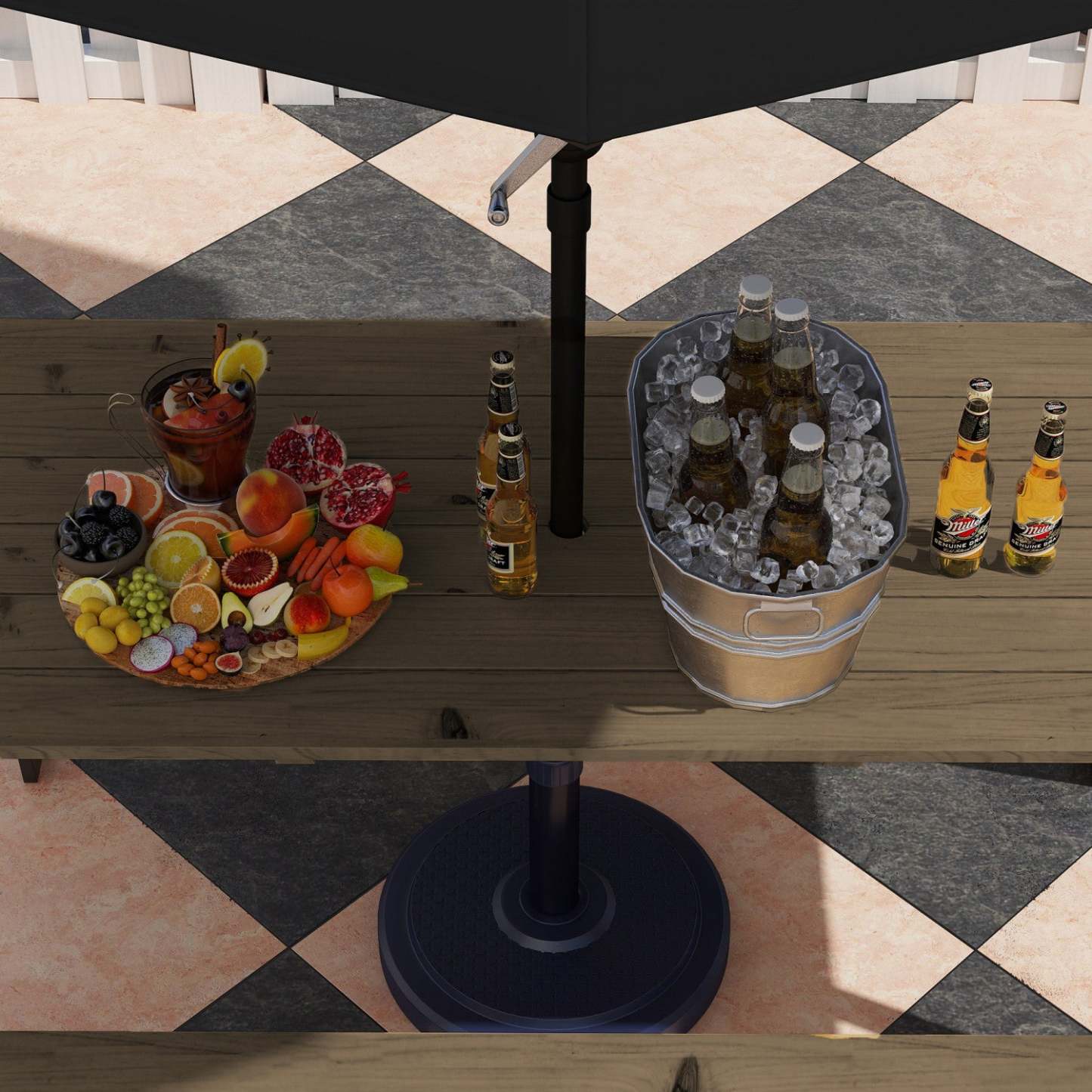 Outsunny 5,7 Ft Ensemble de Bancs de Table de Pique-Nique d'Extérieur avec 2 Trous pour Parasol, Marron