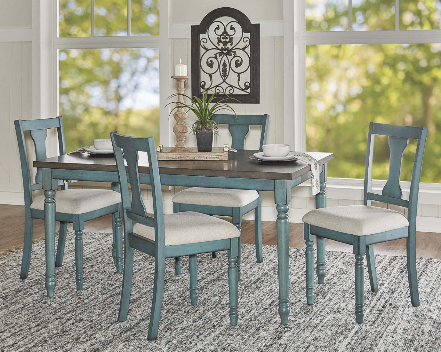 Willow Fabric Teal Dining Chair - Set of 2|Chaise de salle à manger Willow en tissu bleu sarcelle - ensemble de 2