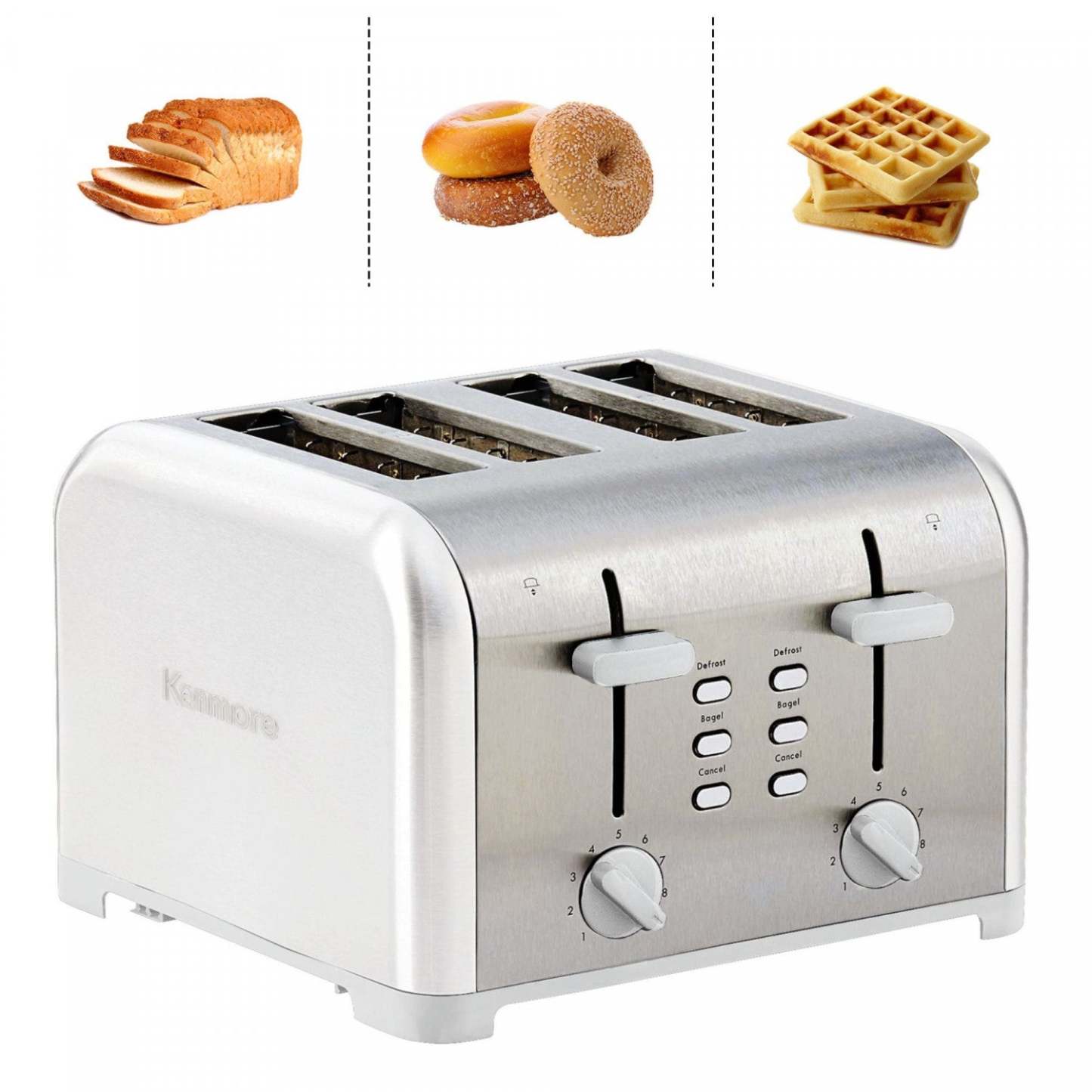 Kenmore 4-Slice Toaster with Dual Controls White - KKTSDC4SW|Grille-pain Kenmore à 4 tranches avec deux panneaux de commande, blanc - KKTSDC4SW