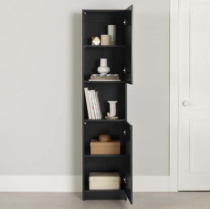 Liora 2-door Narrow Bookcase - Black Oak | Liora Bibliothèque Étroite 2 Portes - Chêne Noir
