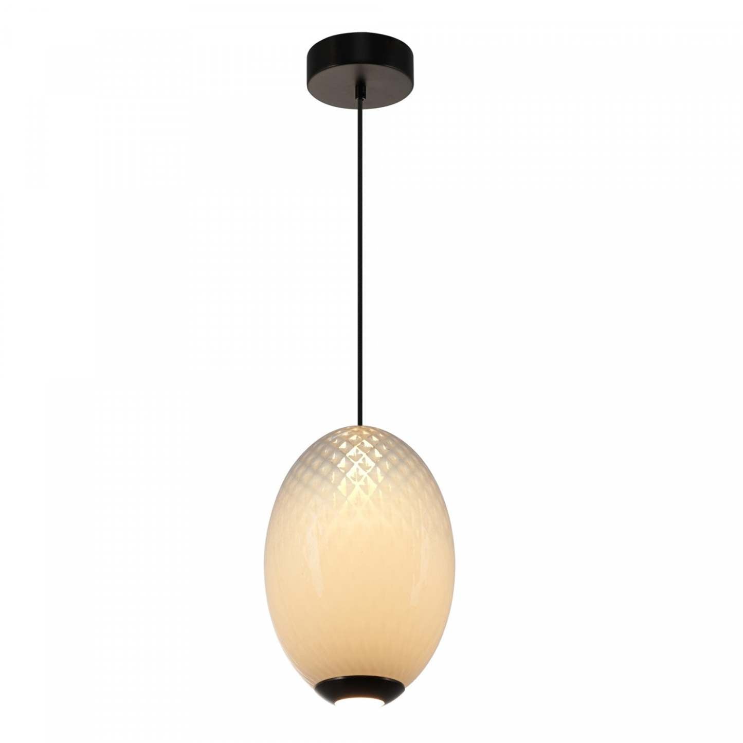 Suspension LED intégrée Celeste 10, blanche avec lampe en verrerie diamant | Suspension A Del Integrees Celeste De 10 po, Blanche Avec Verre Diamante