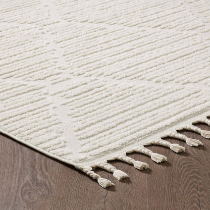 Quinto Lattice Large Cream Shag Area Rug - 7'7 x 10'|Carpette à poil long Quinto crème à motif de grands treillis - 7 pi 7 po x 10 pi