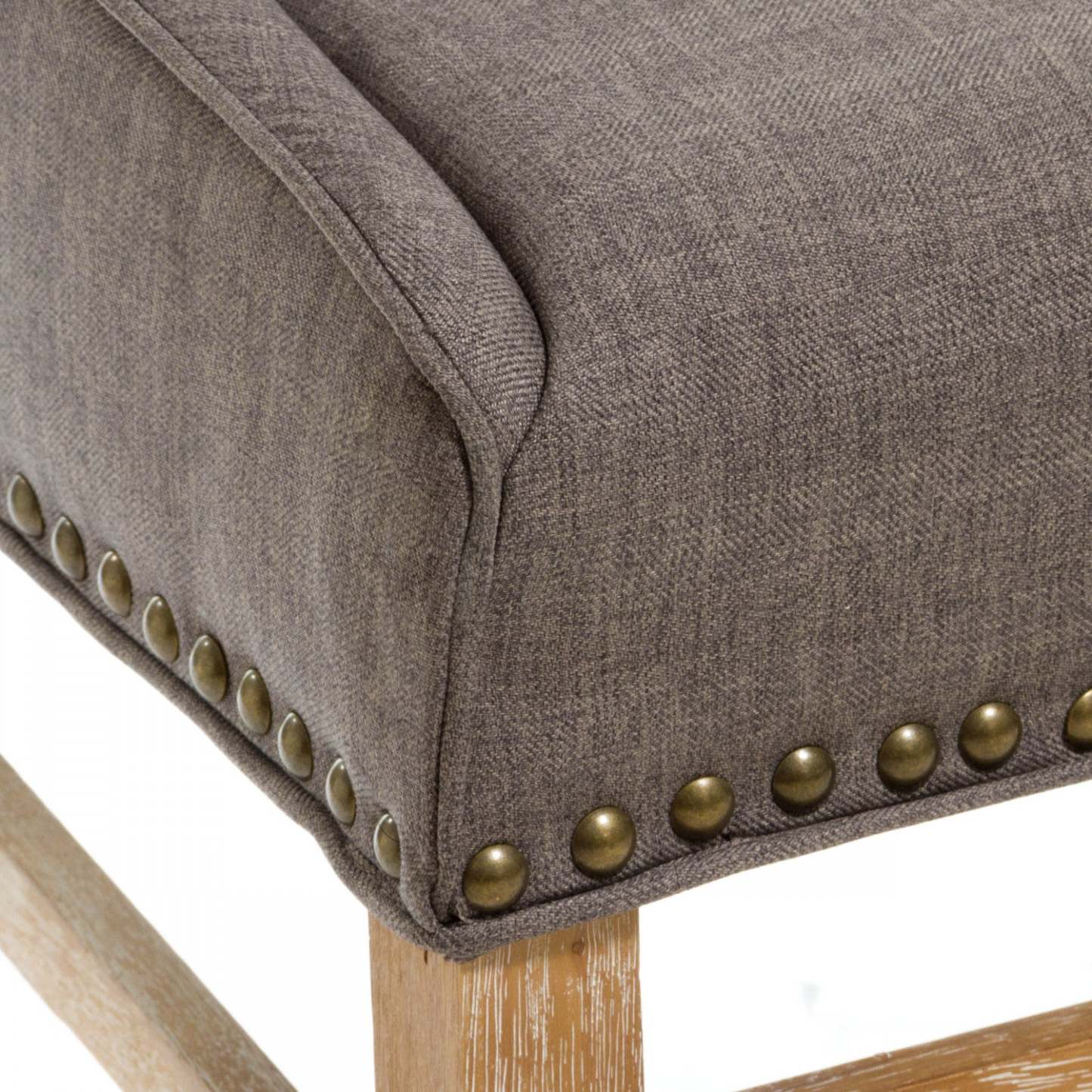 Chaise De Salle À Manger Lance En Tissu Tapisse Avec Clous Décoratifs - Brun, Gris