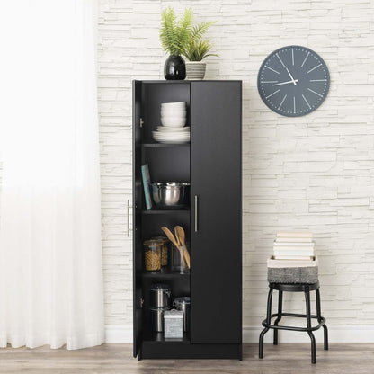 Armoire de rangement profonde Elite avec tablettes fixes et réglables - Noir|Armoire profonde de rangement Elite avec tablettes fixes et réglables - noire