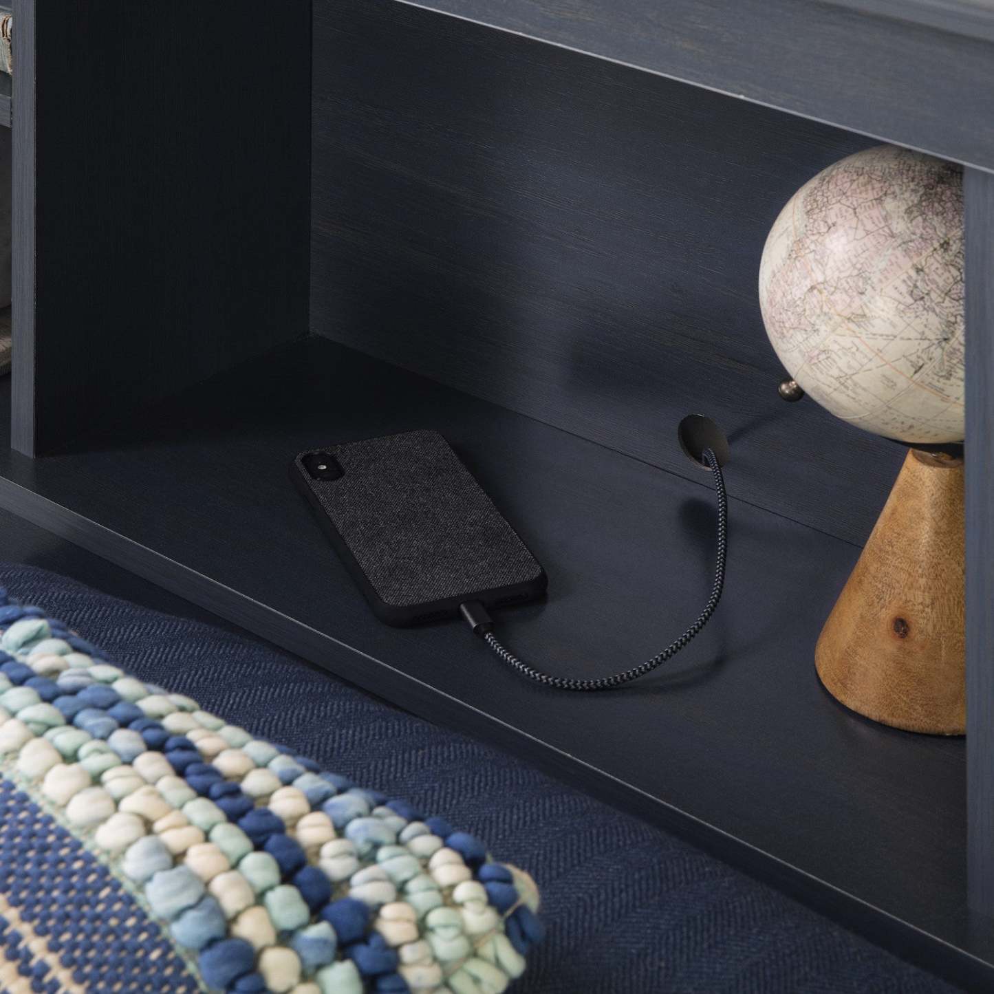 Tête de lit bibliothèque simple Aviron - Bleuet | Aviron Tête de lit bibliothèque Simple - Bleu | D83G45LY