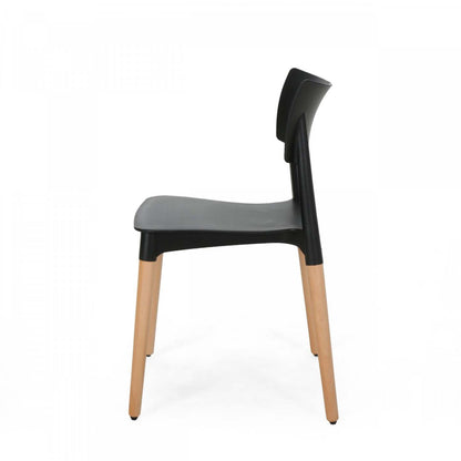 Ensemble de 2 chaises de salle à manger Mason avec sièges en polypropylène et pieds en bois massif - Noir | Lot De 2 Chaises De Salle À Manger Mason Avec Assise En Polypropylène Et Pieds En Bois Massif - Noir