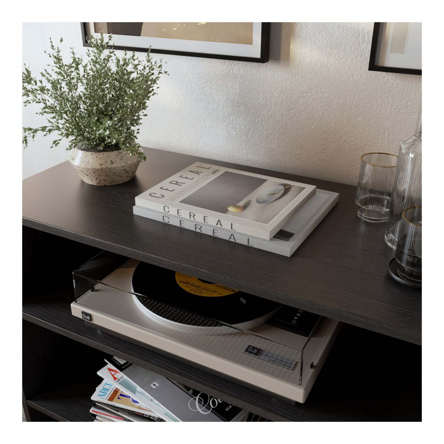 Bibliothèque à 2 tablettes réglables Modulr - Chêne noir | Modulr Bibliothèque A 2 Tablettes Réglables – Chêne Noir