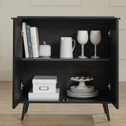 Oxford 2-Door Storage Cabinet - Chêne noir et gris foncé|Armoire de rangement Oxford à 2 portes - chêne noir et gris foncé