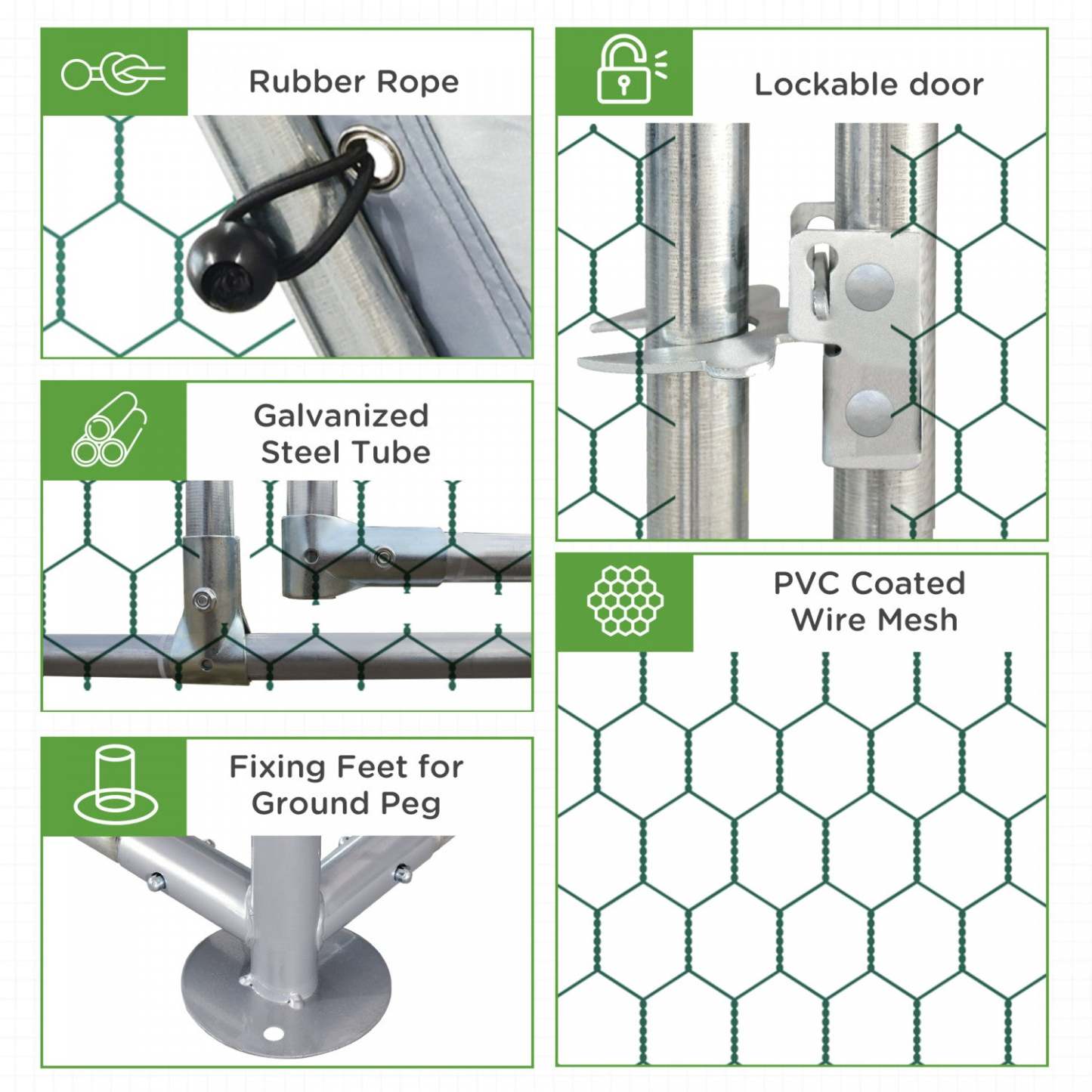 Pawhut Poulailler En Métal Pour 15 À 18 Poulets, Enclos À Poules D'extérieur Avec Couverture Pour Jardin