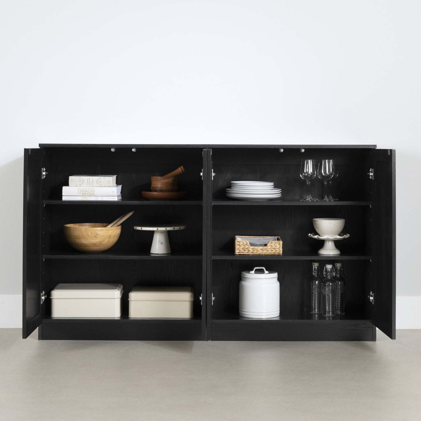 Ensemble de 2 buffets Arum avec étagères en chêne noir - Buffet South Shore