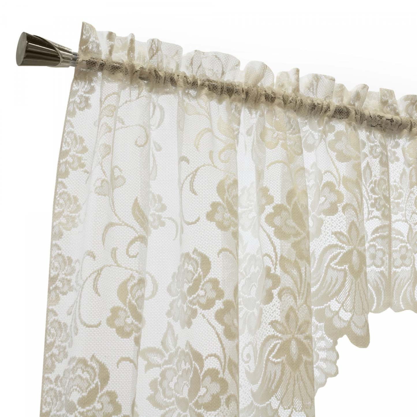 Habitat Limoges Ivory Sheer Rod Pocket Swag Valance Set - 72 x 32|Ensemble de cantonnière festonnée transparente passe-tringle Limoges ivoire d'Habitat - 72 x 32