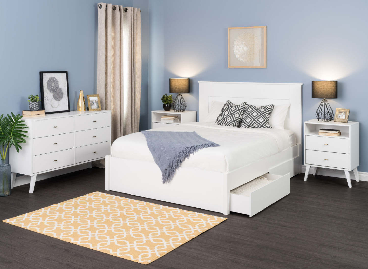 Milo 2-Drawer Tall Nightstand - Blanc|Table de nuit haute Milo à 2 tiroirs - blanche