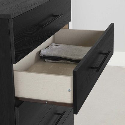 Commode Primo 5 tiroirs - Chêne noir|Commode verticale Primo à 5 tiroirs - chêne noir