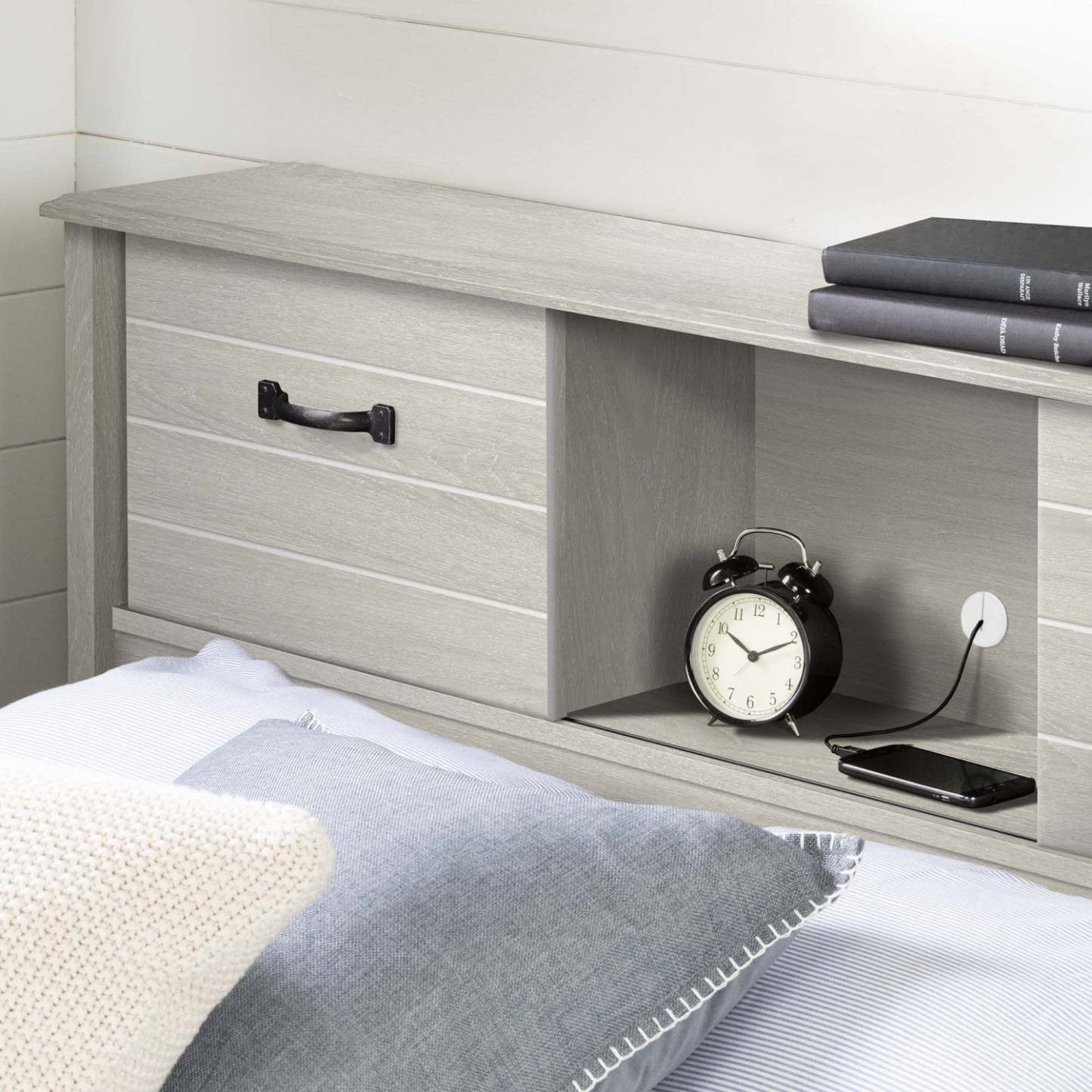 Tête de lit bibliothèque Ulysses - Winter Oak|Tête de lit bibliothèque Ulysses - chêne hivernal|D83GMRZU