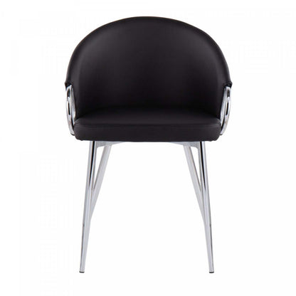 LumiSource Claire Faux Leather Contemporary Glam Dining Chair - Silver/Black|Chaise de salle à manger somptueuse contemporaine Claire en similicuir - argent/noir