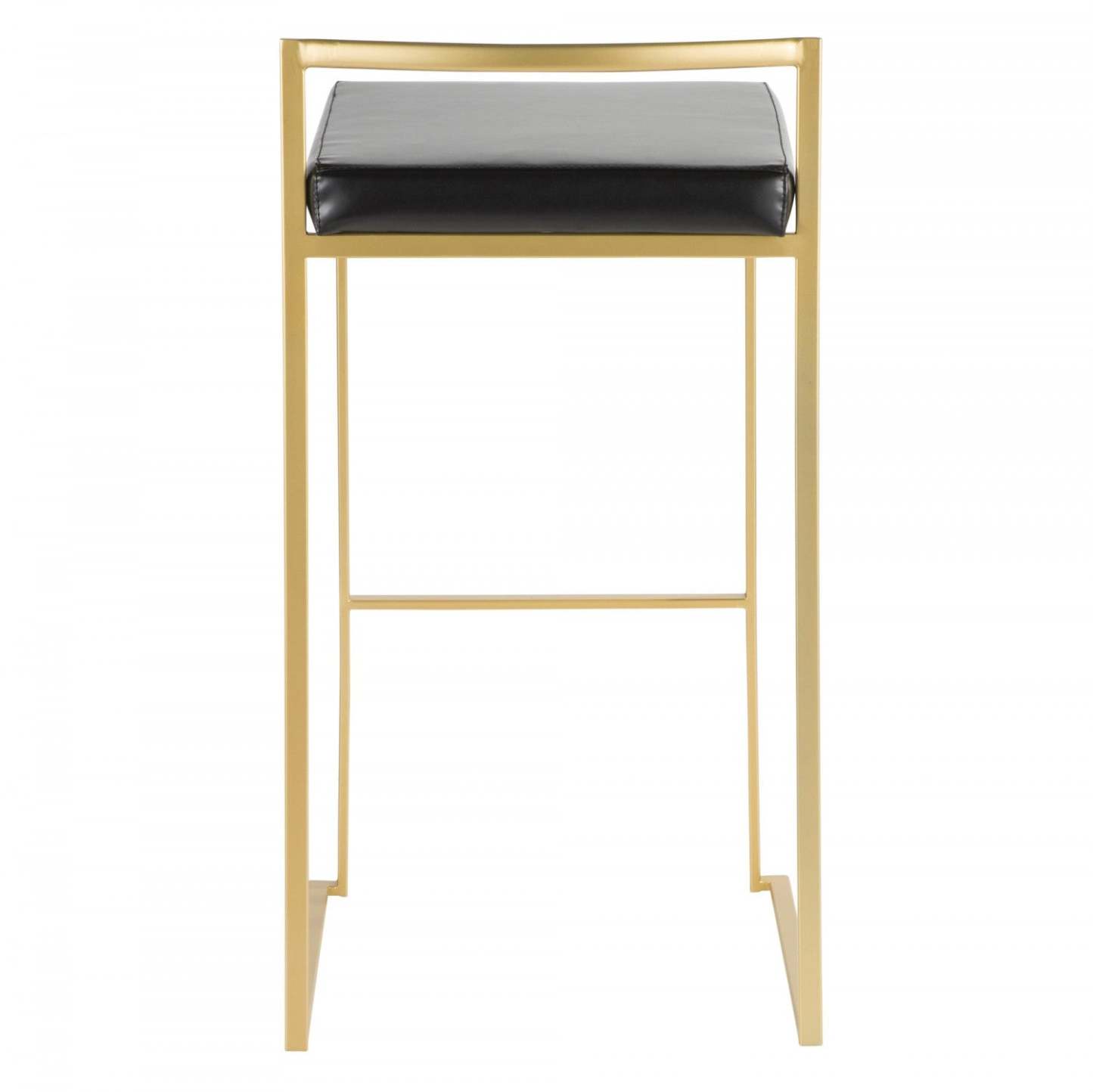 LumiSource Fuji Black Faux Leather Contemporary Barstool - Set of 2|Tabouret bar contemporain Fuji en similicuir noir - ensemble de 2