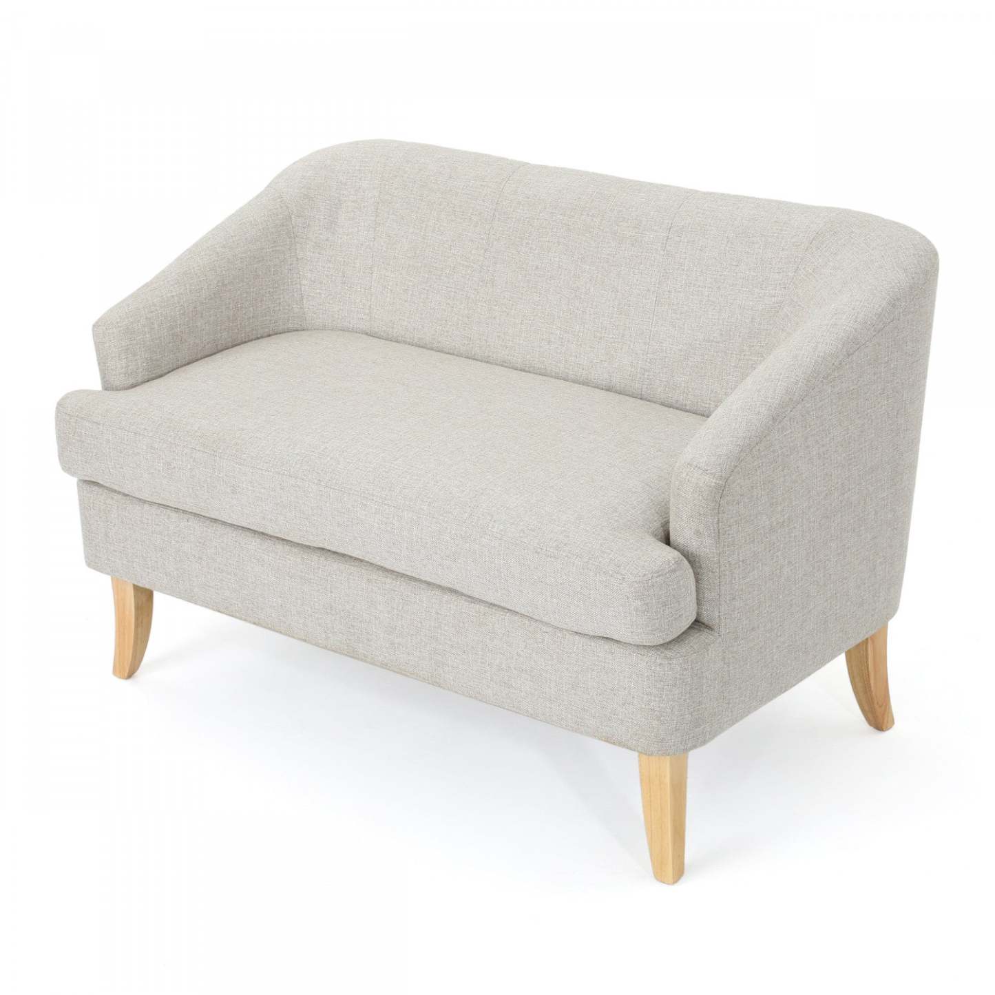 Zona Linen-look Fabric Loveseat With Flared Wood Legs - Beige | Causeuse Zona En Tissu aspect lin Avec Pattes Évasées En Bois - Beige