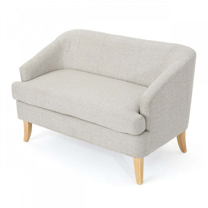 Zona Linen-look Fabric Loveseat With Flared Wood Legs - Beige | Causeuse Zona En Tissu aspect lin Avec Pattes Évasées En Bois - Beige