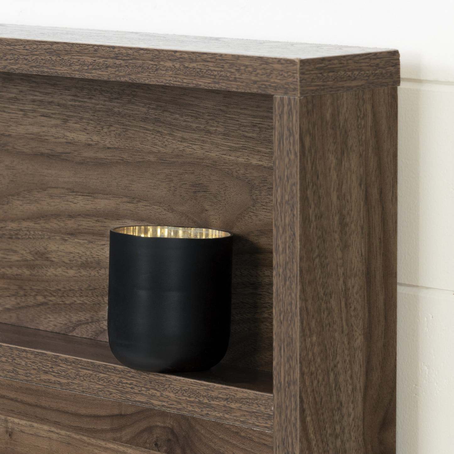 Ensemble lit plateforme et tête de lit Tao en noyer naturel - Lit Queen South Shore