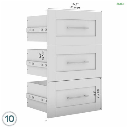 Bestar Pur 3 Drawer Set for 36 W Closet Organizer - White|Ensemble de 3 tiroirs Pur de Bestar pour organisateur de garde-robe de 36 po (L) - blanc