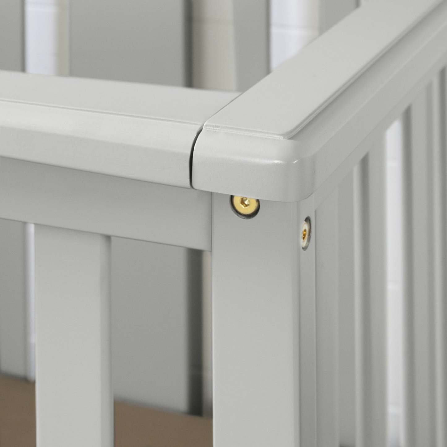 Lit de bébé Cotton Candy 4 hauteurs avec barrière pour tout-petit - Gris doux | Cotton Candy Baby Crib avec barrière de transition - Gris clair | D83GECSR